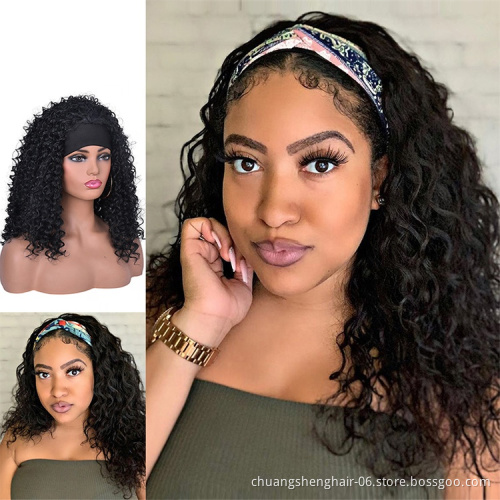 wholesale hair vendors coily bangs wholesale straight kinky curly with attached wig synthetic for black women headband wigs